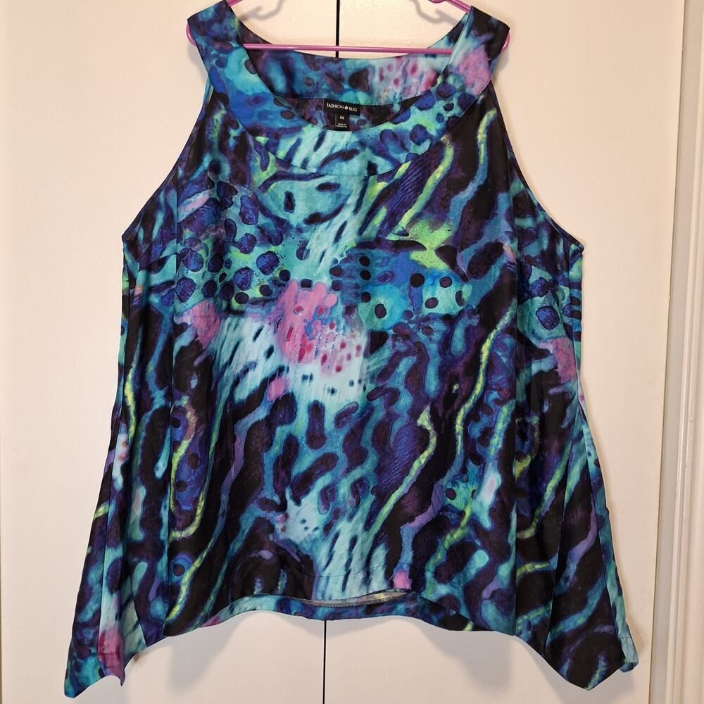 Fashion Bug Multicolor Pattern Sleeveless Blouse Sz 4X